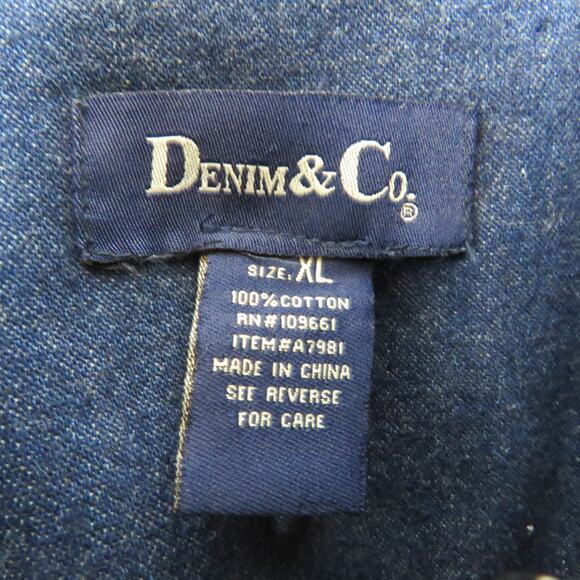 Denim & Co. 1990s Vintage Embellished Denim Jacket Jean Jacket Beaded Sequin XL - Picture 4 of 7